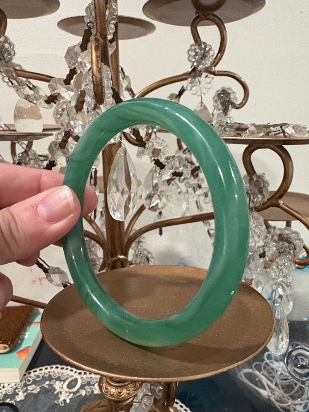 Certified Icy blue water green JADE Jadeite Circle Bangle Bracelet